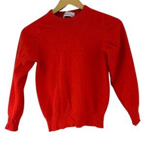Vintage Ballantyne Cashmere Red Crewneck Sweater Kids Scotland Luxury